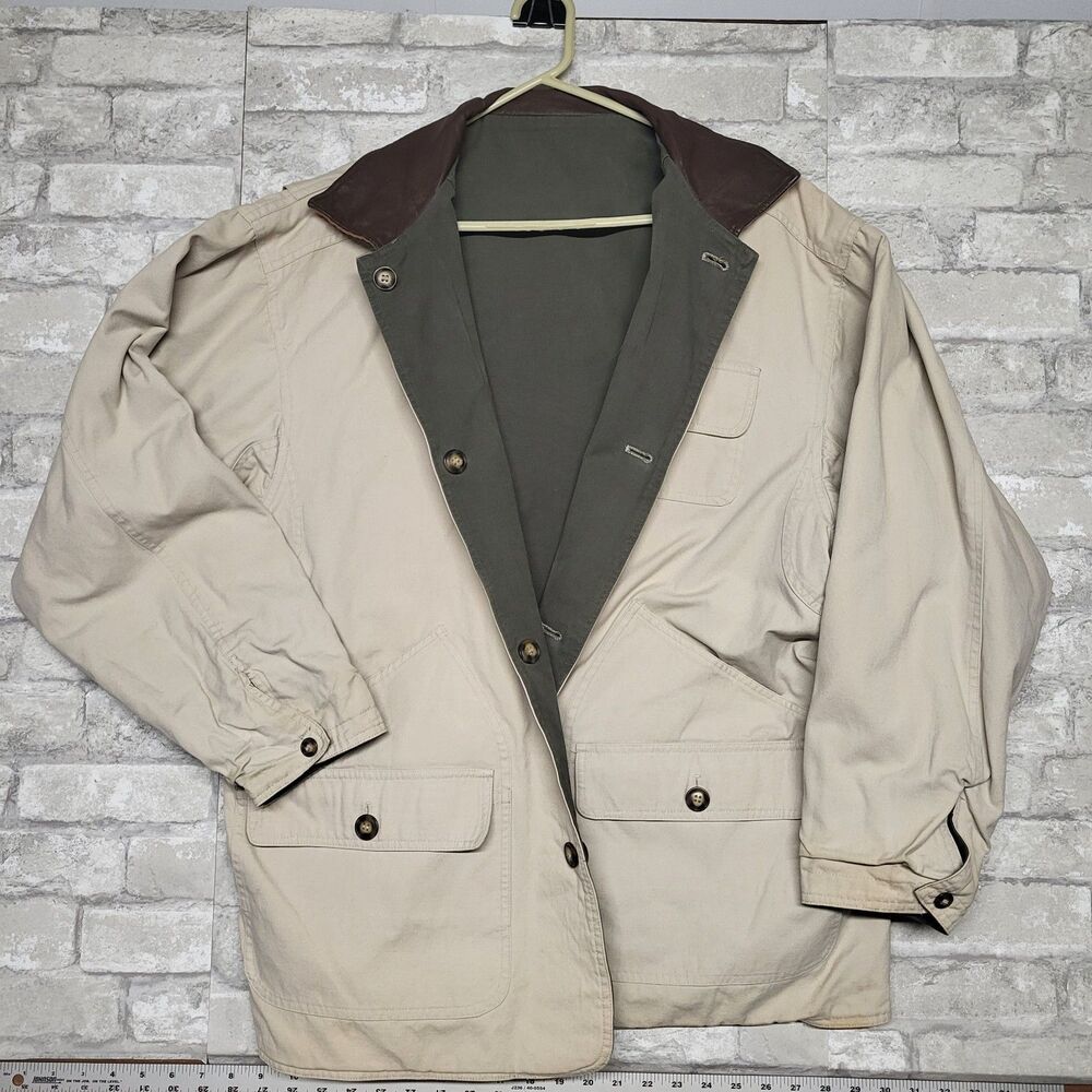 Vintage 955 Originals Reversible Medium Barn Chore Coat Army Green Canvas Beige